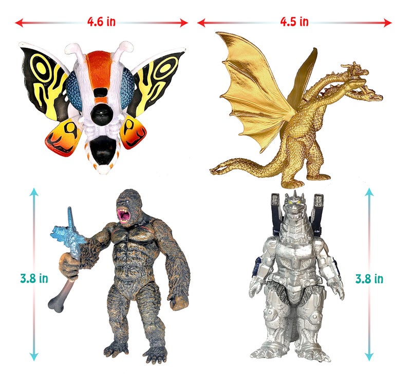 TwCare TwCare Set of 7 Godzilla Toys with Carry Bag  Movable Joint Action Figures 2021  King of The Monsters Mini Dinosaur Mothra Imago Burning Heisei Mecha Ghidorah Playsets Kids Birthday Cake Toppers Pack - Image 4