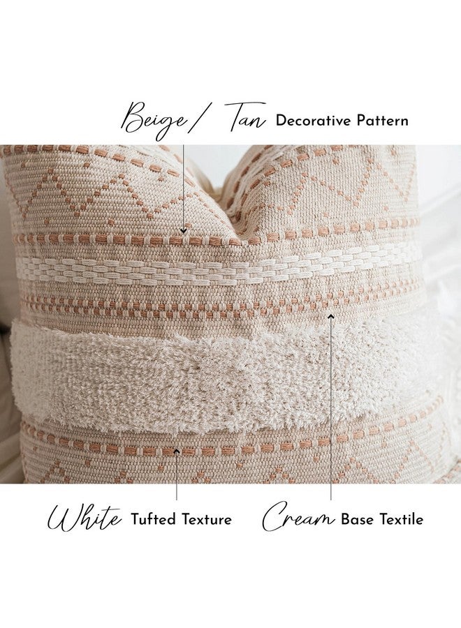 BlissBlush BlissBlush Decorative Throw Pillow Cover 20x20 Combo Set of 2 Square Cream Neutral White Boho Accent Pillowcase Tassels Farmhouse Cushion for Couch Sofa Bedroom Living Room Home Décor Cover ONLY  - Image 5