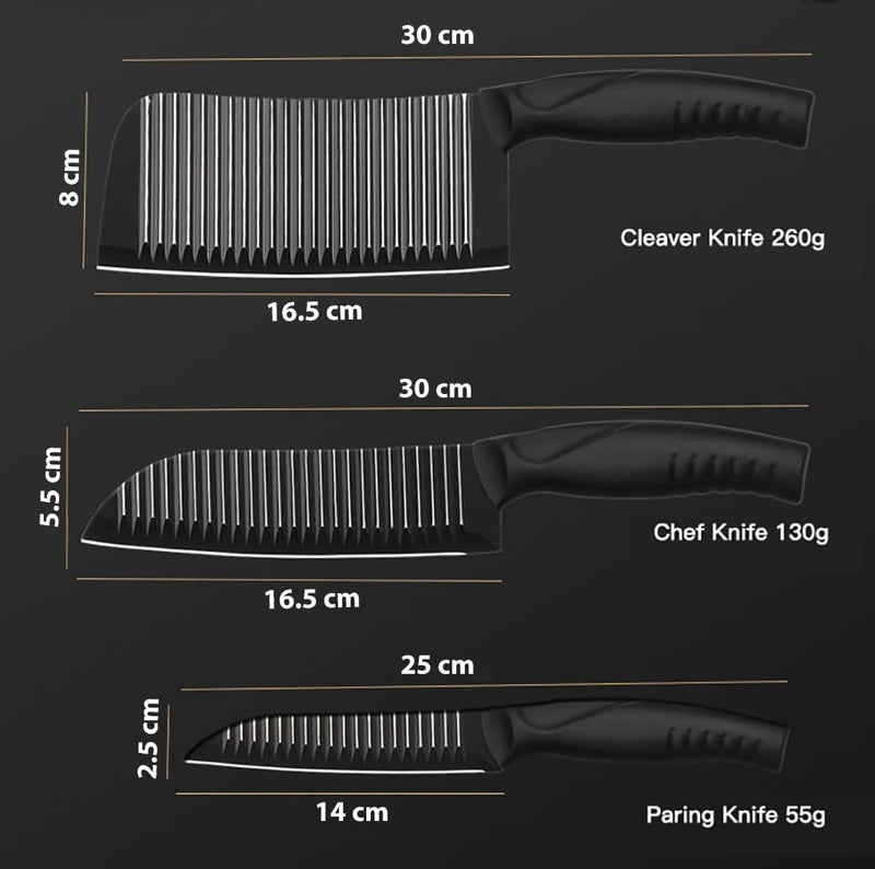 Captoola طقم سكاكين مطبخ 65 بوصة 3 قطع سكين تقشير سكين حاد للغاية سكين تقطيع اللحم سكين شيف صيني - Image 2