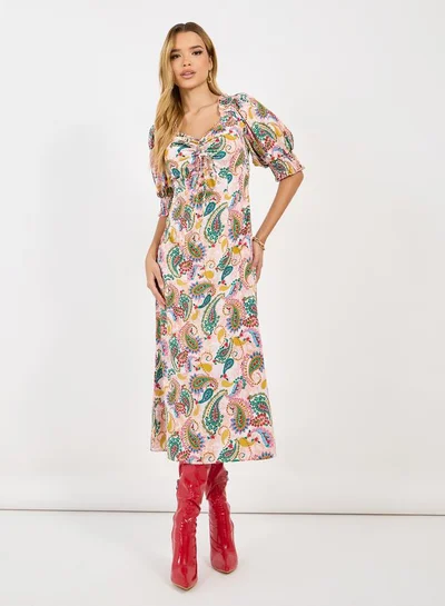 Styli Paisley Print Midi Dress