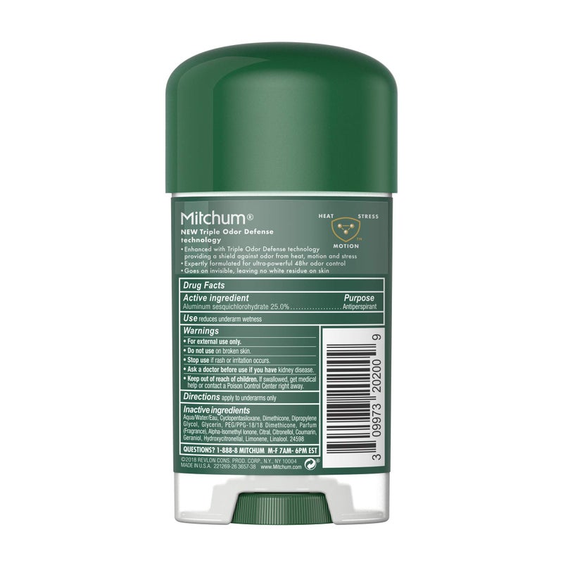 Mitchum Antiperspirant Deodorant Stick for Men, Triple Odor Defense Gel, 48 Hr Protection, Dermatologist Tested, Mountain Air, 2.25 oz (3202-00) - Image 2