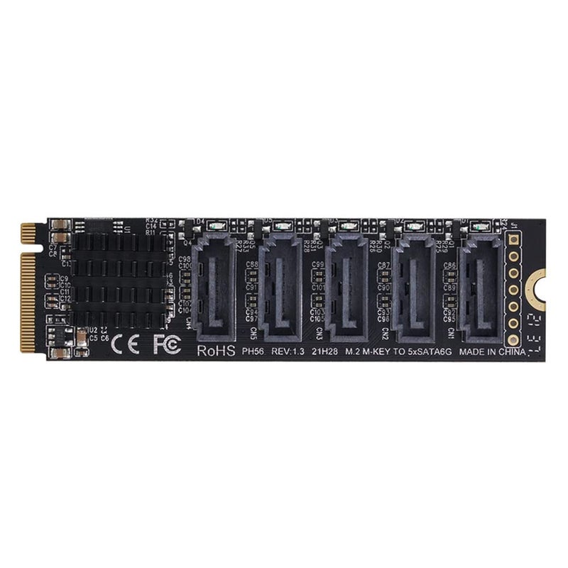 Xiwai NGFF NVME MKey PCI Express to SATA 30 6Gbps 5 Ports Adapter Converter Hard Drive Extension Card JMB585 2280 - Image 2