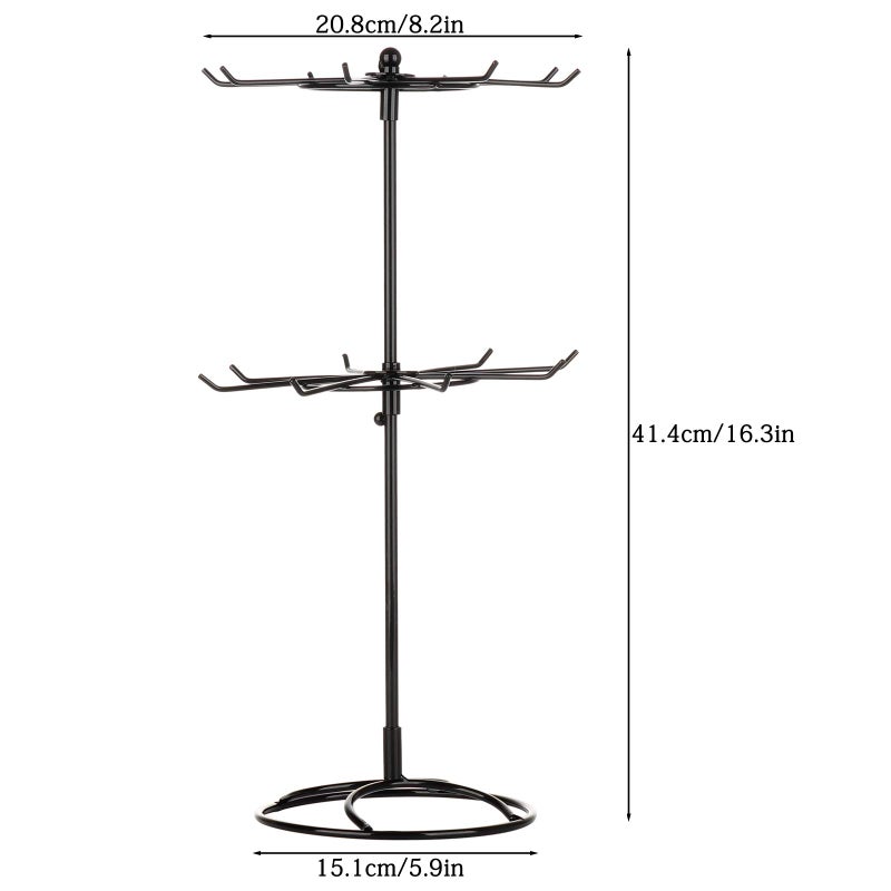 Eitonbu 2 Tier Jewelry Display Holder,Retail Spinner Display Stand,Rotating Bracelet Storage Rack,Dressing Table,Black - Image 2