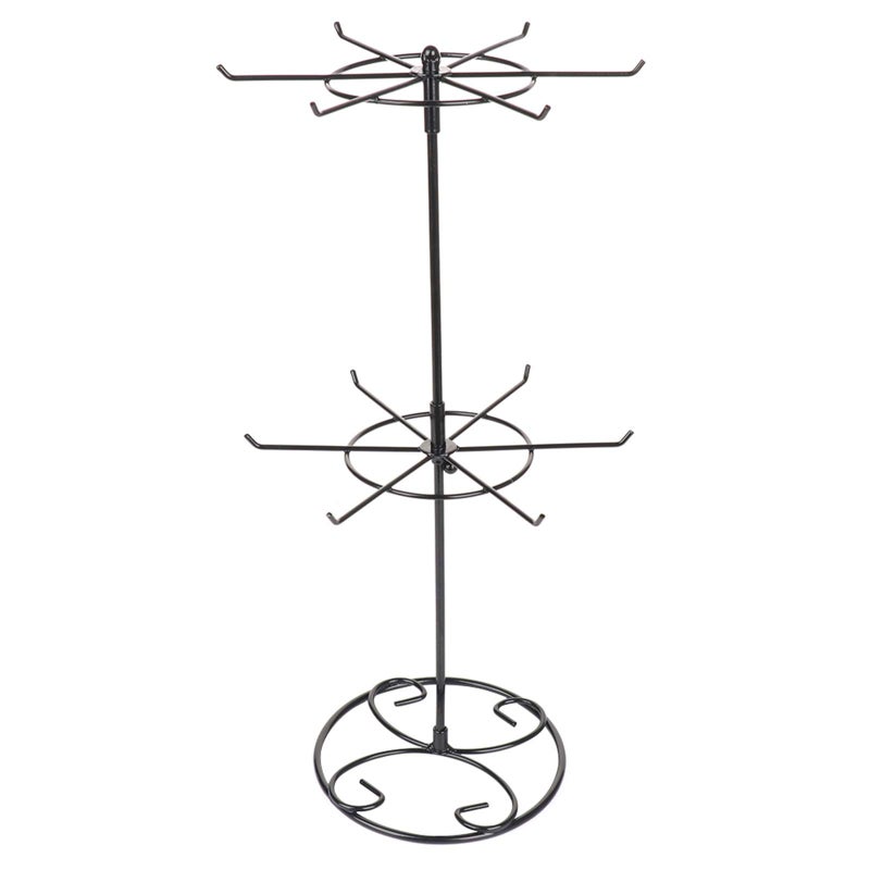 Eitonbu 2 Tier Jewelry Display Holder,Retail Spinner Display Stand,Rotating Bracelet Storage Rack,Dressing Table,Black - Image 1