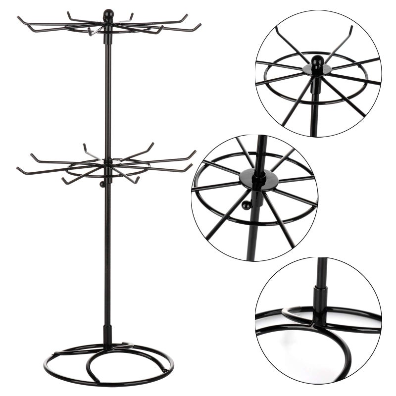 Eitonbu 2 Tier Jewelry Display Holder,Retail Spinner Display Stand,Rotating Bracelet Storage Rack,Dressing Table,Black - Image 4