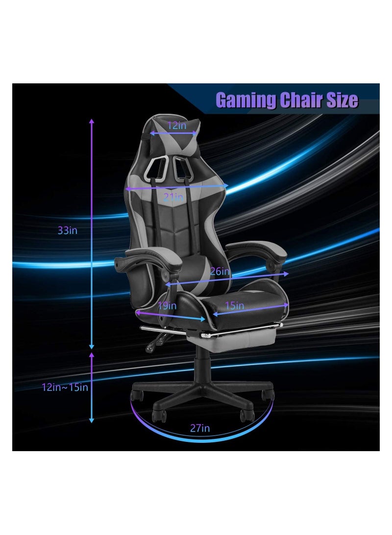 زويهاو كرسي ألعاب مع مسند للقدمين، كرسي مكتب مريح - ارتفاع قابل لتعديل كرسي ألعاب الفيديو، مسند رأس ودعم قطني، يدور بزاوية 360 درجة - Image 5