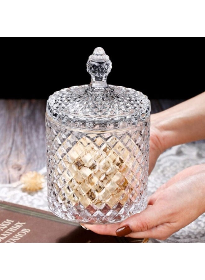 FUFU FUFU Crystal Candy Box Candy Dishes With Lids Crystal Weave Candy Box Crystal Glass Covered Sugar Bowl Cookie Jar  - Image 5