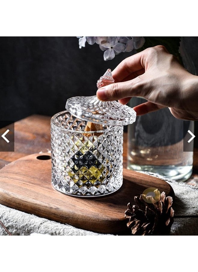 FUFU FUFU Crystal Candy Box Candy Dishes With Lids Crystal Weave Candy Box Crystal Glass Covered Sugar Bowl Cookie Jar  - Image 4