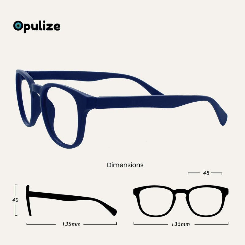 OPULIZE نظارات قراءة POP للنساء والرجال، إطار دائري غير قابل للخدش مع مفصلات زنبركية، أزرق +1.00 (عبوة من 1) - Image 2