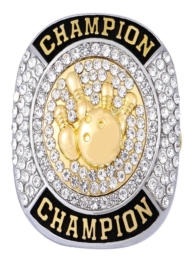 CHXIXUE Size 7-14 Bowling Championship Ring Bowling Ring Trophy Sport Ball Award Gift Winner Tournament Team (12 pcs gold bowling rings, size 10) - Image 2
