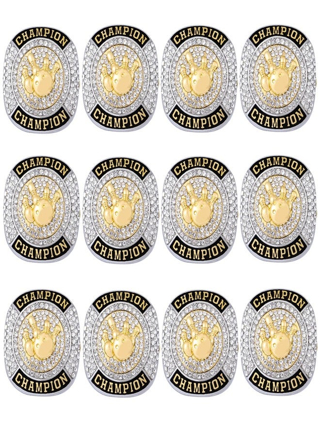 CHXIXUE Size 7-14 Bowling Championship Ring Bowling Ring Trophy Sport Ball Award Gift Winner Tournament Team (12 pcs gold bowling rings, size 10) - Image 1