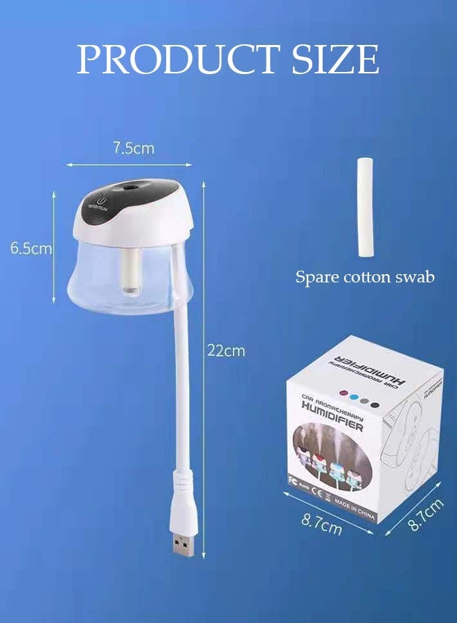DUNISO Mini Car Air Humidifier Portable Diffuser Humidifier USB Aromatherapy Diffuser with RGB Light Flexible Connecting Tube Smart Car Air Fresheners for Car Home Office Bedroom - Image 2