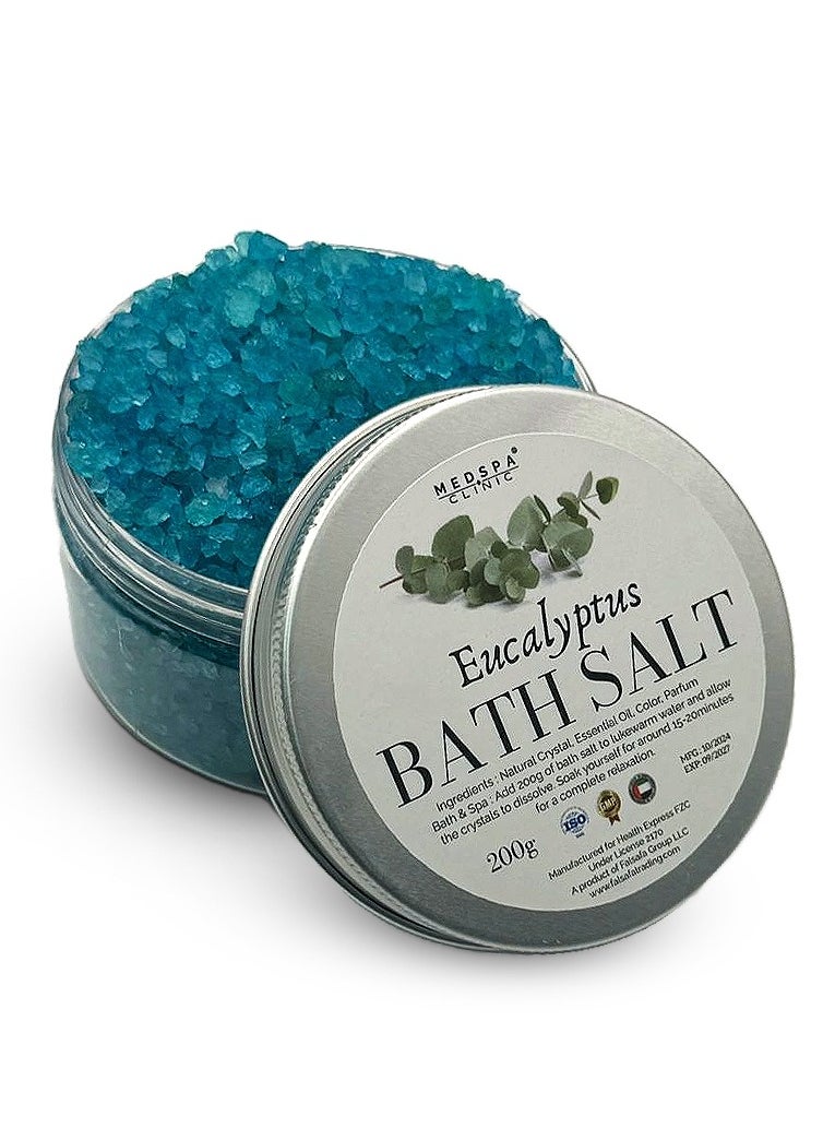 MEDSPACLINIC Eucalyptus Bath Salt or Body & Foot Spa, Calming, Relaxing, Aromatherapy, Travel Size 200g  - Image 1