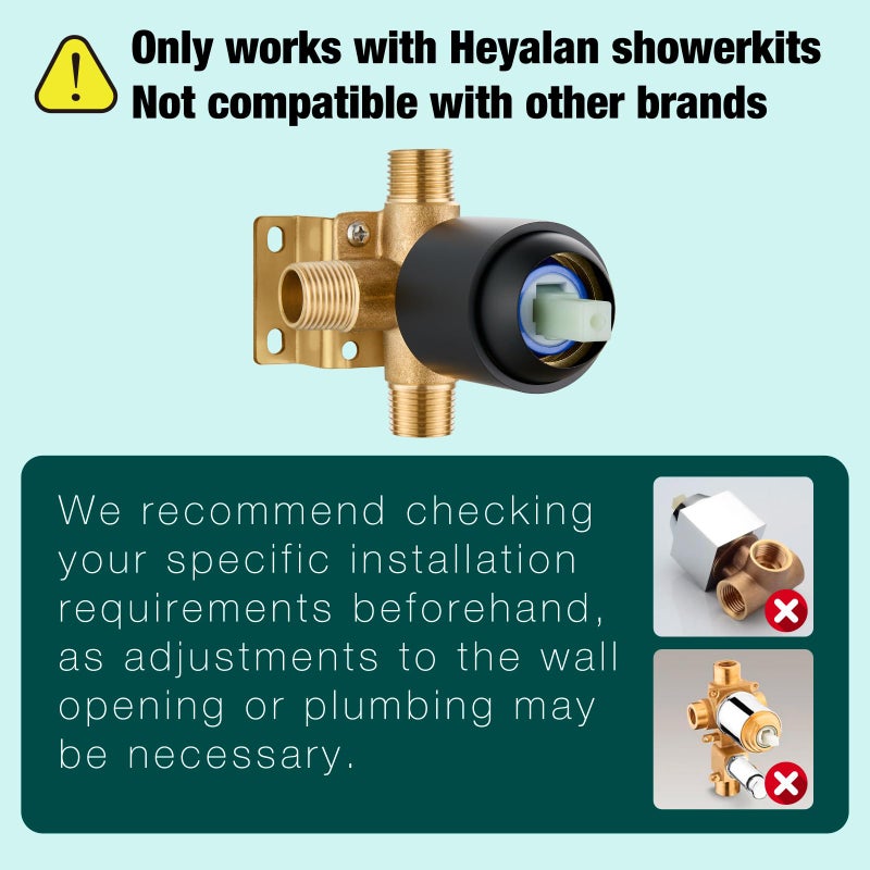 Heyalan Bathtub Shower Faucet Set, 6 Inch Square Trim Kit with Single Handle, Showerhead & Handle Set, Male Thread, with Tub Spout,Matte Black - Image 2