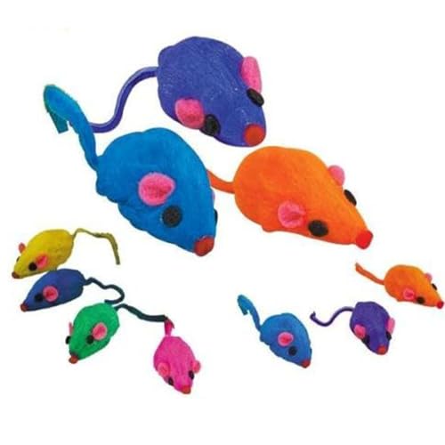 PetEdge Zanies 20 x Cat Toy Rainbow Fur Mice That Rattle - Image 1