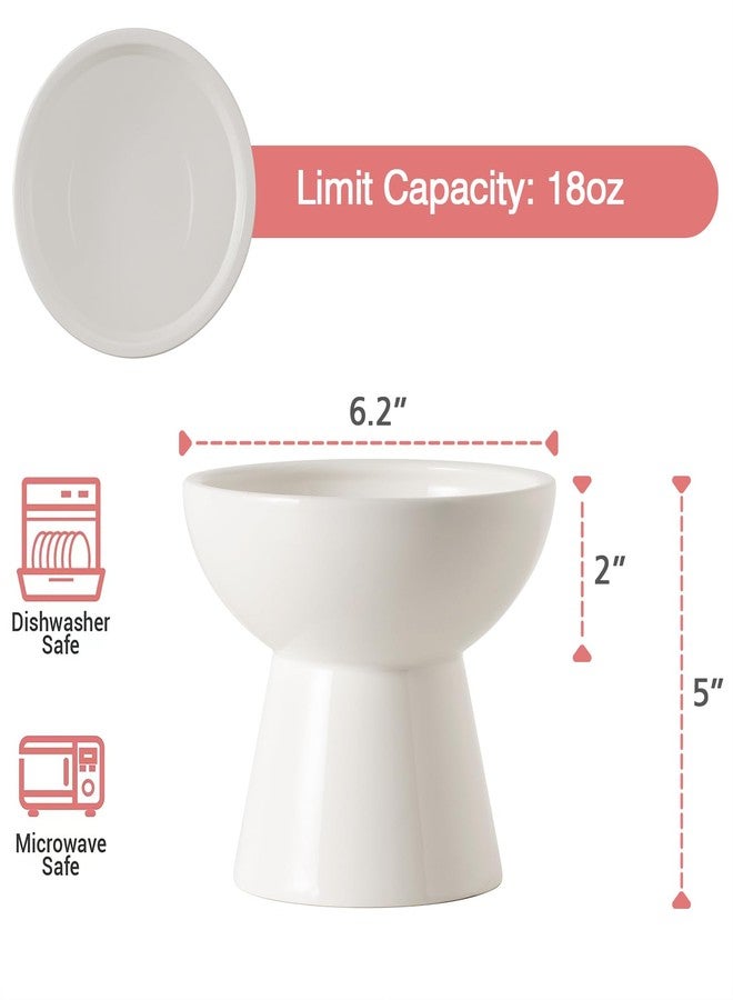 CEEFU Extra Wide Elevated Ceramic Cat Water Bowl - 6.2" Deeper Dish for Whisker Fatigue Relief, 5" Height for Easy Feeding, Lead & Cadmium Free, Durable Raised Cat Bowls, White - Image 2