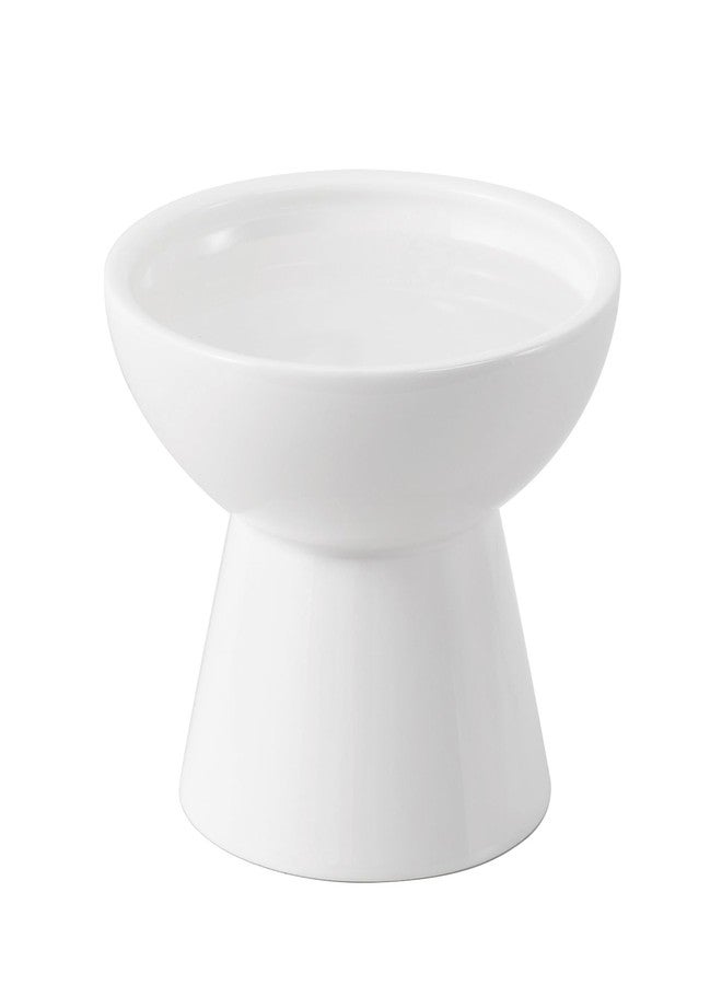 CEEFU Extra Wide Elevated Ceramic Cat Water Bowl - 6.2" Deeper Dish for Whisker Fatigue Relief, 5" Height for Easy Feeding, Lead & Cadmium Free, Durable Raised Cat Bowls, White - Image 1
