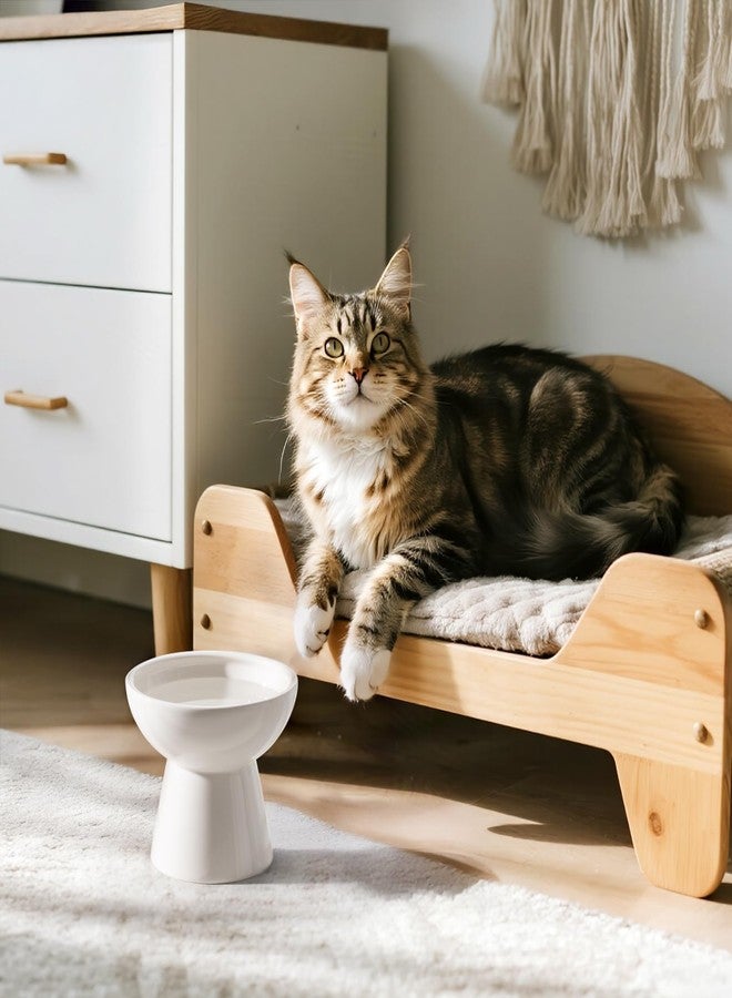 CEEFU Extra Wide Elevated Ceramic Cat Water Bowl - 6.2" Deeper Dish for Whisker Fatigue Relief, 5" Height for Easy Feeding, Lead & Cadmium Free, Durable Raised Cat Bowls, White - Image 3