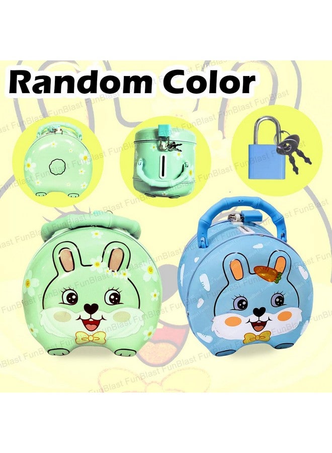 FunBlast Piggy Bank for Kids - Bunny Shaped Coin Box, Money Saving Metal Coin Bank with Key and Lock for Kids, Money Bank for Kids, Gullak for Money Bank for Kids, Return Gift for Kids (Random Color) - Image 3