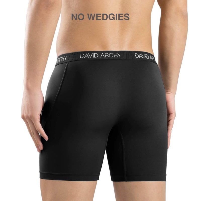 DAVID ARCHY Mens Underwear Solid Quick Dry Polyamide Boxer Briefs Active Performance Sports Waistband Ultra Soft Breathable Underwear in 3 Pack No Fly (M, Black/Dark Gray/Light Gray - Solid No Fly) - Image 3