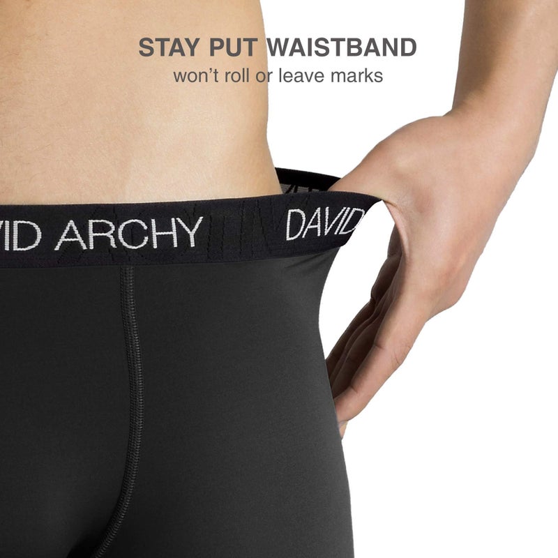 DAVID ARCHY Mens Underwear Solid Quick Dry Polyamide Boxer Briefs Active Performance Sports Waistband Ultra Soft Breathable Underwear in 3 Pack No Fly (M, Black/Dark Gray/Light Gray - Solid No Fly) - Image 5