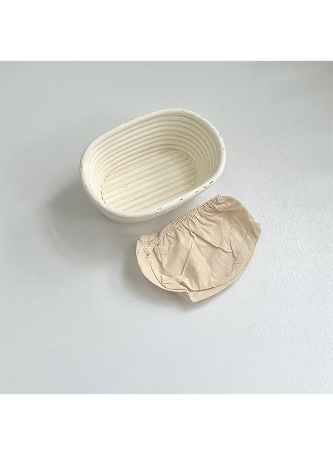2 Pack  Banneton Proofing Basket Set, Sourdough Bread Proofing Basket Baking Dough Bowl with Cloth Liner for Home Bakers Oval (Beige) - Image 1