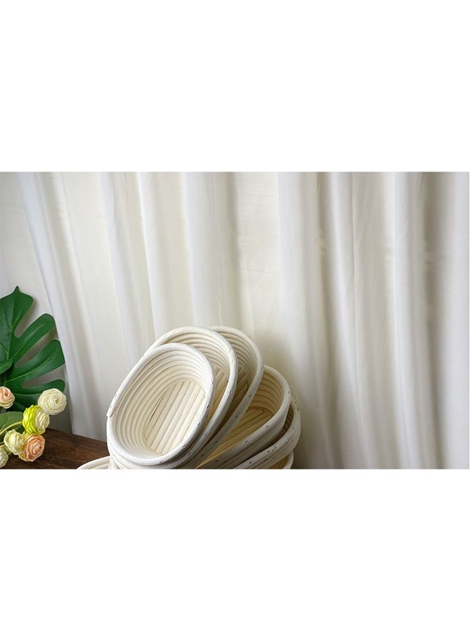 2 Pack  Banneton Proofing Basket Set, Sourdough Bread Proofing Basket Baking Dough Bowl with Cloth Liner for Home Bakers Oval (Beige) - Image 4