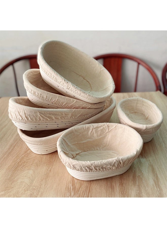 2 Pack  Banneton Proofing Basket Set, Sourdough Bread Proofing Basket Baking Dough Bowl with Cloth Liner for Home Bakers Oval (Beige) - Image 3