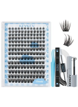 KevKev Lash Extension Kit 168Pcs Lash Clusters Kit DIY Eyelash Extension Kit Lash Bond and Seal Lash Applicator Tool Lash Remover for Eyelash Extensions(Cloudy,D-8-18mix) - pzsku/Z87E93528381D7EF6D39EZ/45/1745928442/f94df31b-33f4-4e15-a09d-e011dfa3c867