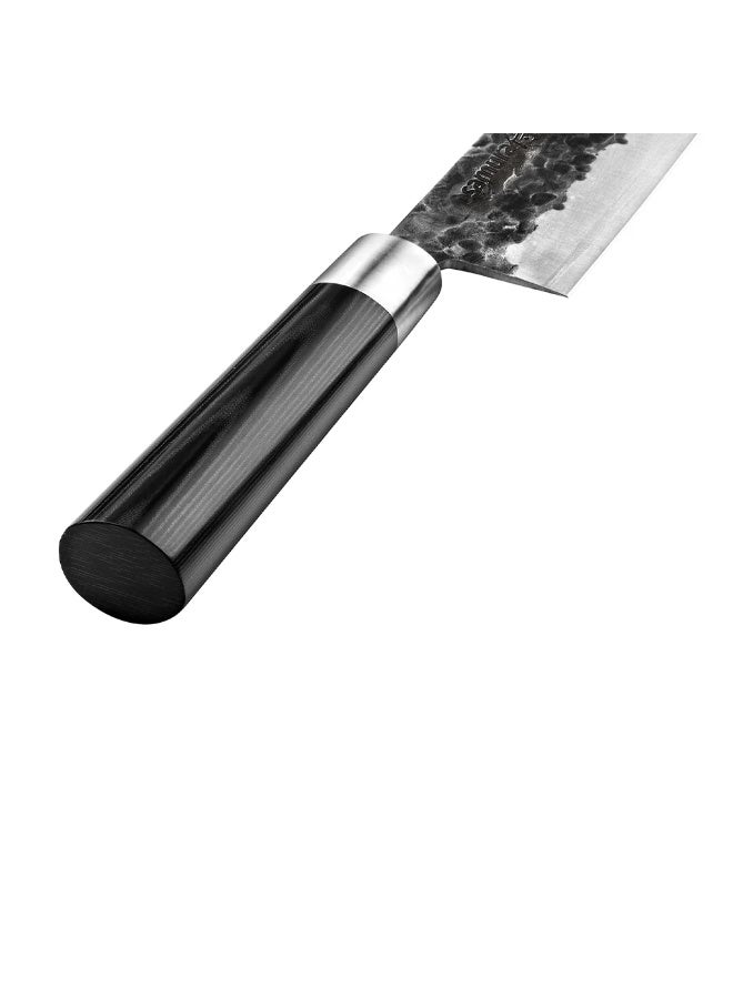 Samura Blacksmith Nakiri Knife 6.6"/168mm | Japanese Vegetable Cleaver AUS‑8 Hammered Steel | 58 HRC Double Bevel Blade | Micarta Handle | Heavy Duty Kitchen Knife for Precise Vegetable Chopping - Image 2