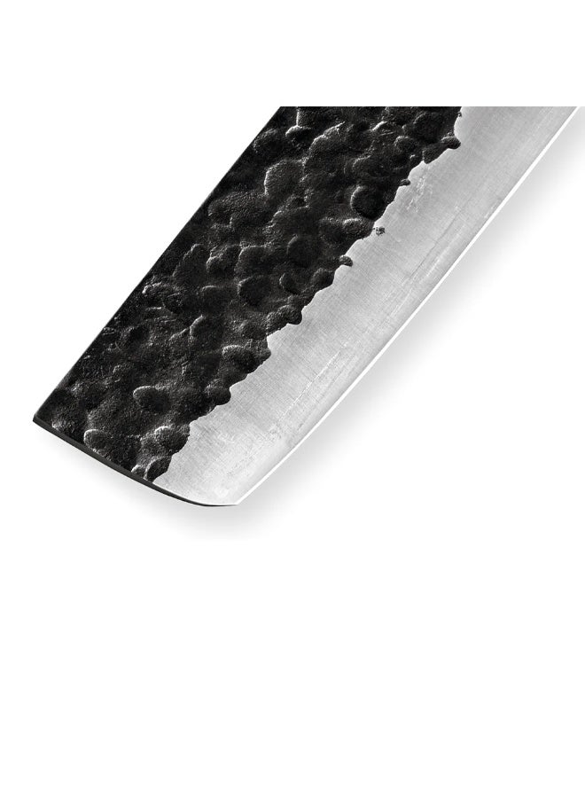 Samura Blacksmith Nakiri Knife 6.6"/168mm | Japanese Vegetable Cleaver AUS‑8 Hammered Steel | 58 HRC Double Bevel Blade | Micarta Handle | Heavy Duty Kitchen Knife for Precise Vegetable Chopping - Image 4