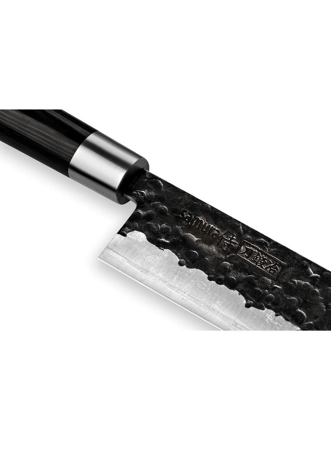 Samura Blacksmith Nakiri Knife 6.6"/168mm | Japanese Vegetable Cleaver AUS‑8 Hammered Steel | 58 HRC Double Bevel Blade | Micarta Handle | Heavy Duty Kitchen Knife for Precise Vegetable Chopping - Image 5