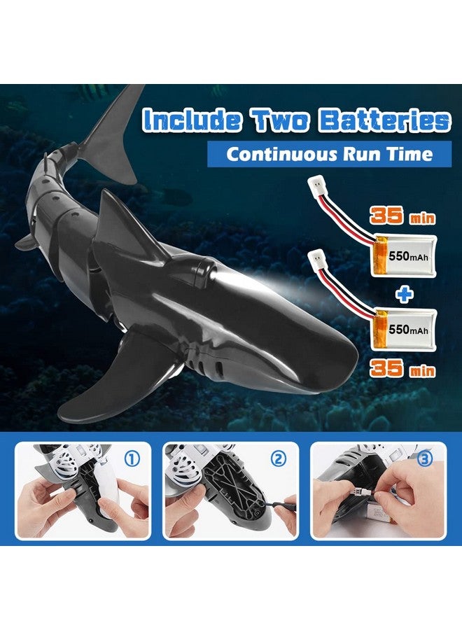 كودو لعبة سمكة قرش تعمل بالتحكم عن بعد 2.4 جيجا هرتز بمقياس 1:18 عالية المحاكاة لحمام السباحة والحمام، هدية رائعة لقوارب التحكم عن بعد للأولاد والبنات من سن 6 سنوات فما فوق (مع بطاريتين) - Image 2