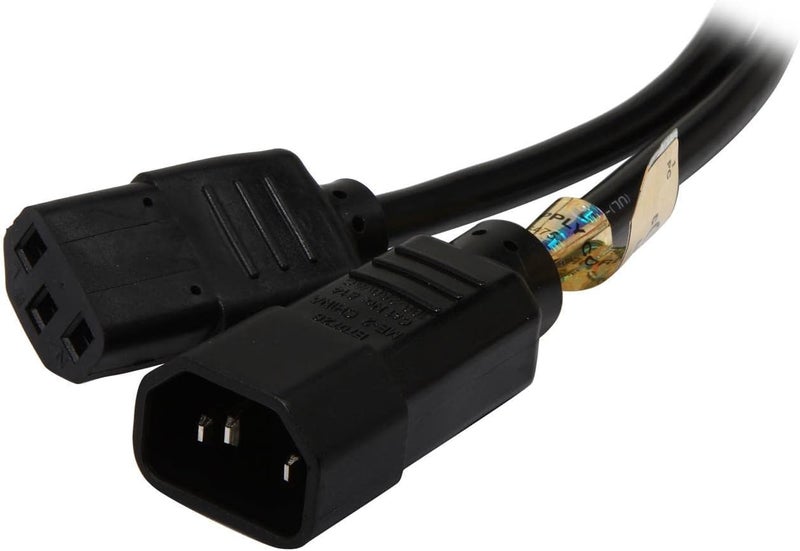 كابل تمديد طاقة الكمبيوتر القياسي من ، 10 أمبير، 18AWG (IEC-320-C14 إلى IEC-320-C13) بطول 3 أقدام (P004-003)