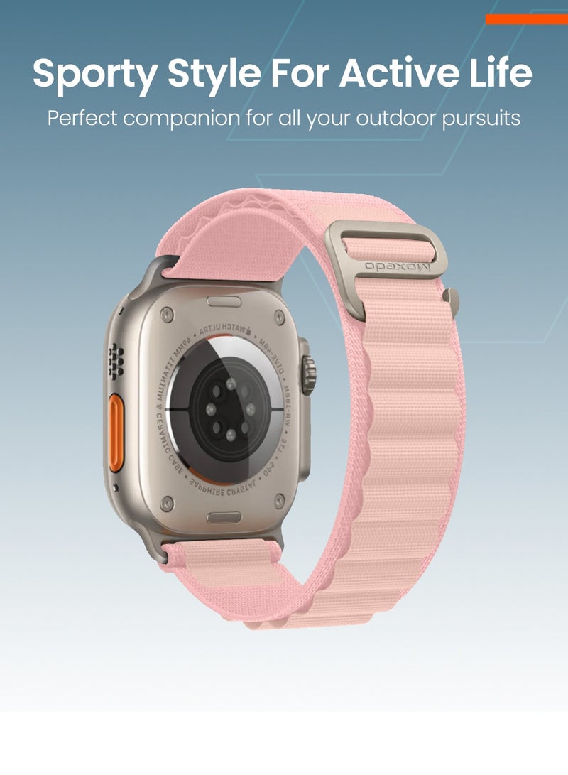 Moxedo Alpine Loop Watch Band Adjustable Sports Nylon Woven with Titanium G-Hook Strap Compatible with Apple Watch Band Series 8,7,6,5,4,3,2,1,SE Ultra design for 44mm,45mm.49mm (Sunset)