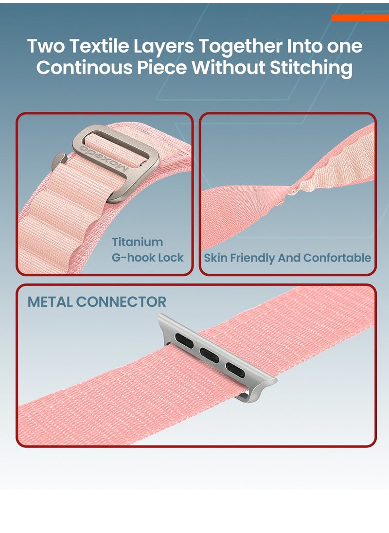 Moxedo Moxedo Alpine Loop Watch Band Adjustable Sports Nylon Woven with Titanium G-Hook Strap Compatible with Apple Watch Band Series 8,7,6,5,4,3,2,1,SE Ultra design for 44mm,45mm.49mm (Sunset)  - Image 4