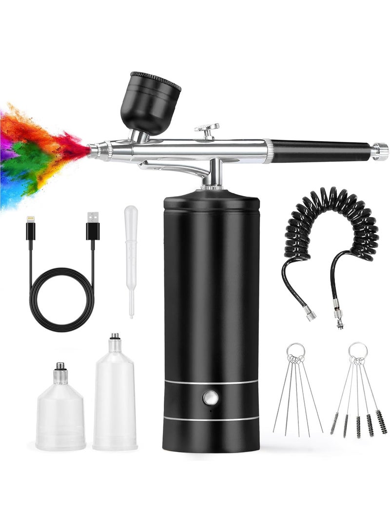 KADIP Airbrush Kit with Compressor 48 PSI High-Pressure, Non-Clogging Air brush Set Cordless Rechargeable with 0.3mm Nozzle and Cleaning Brush for Nail Art, Makeup, Painting, and Cake Decorating - Image 1