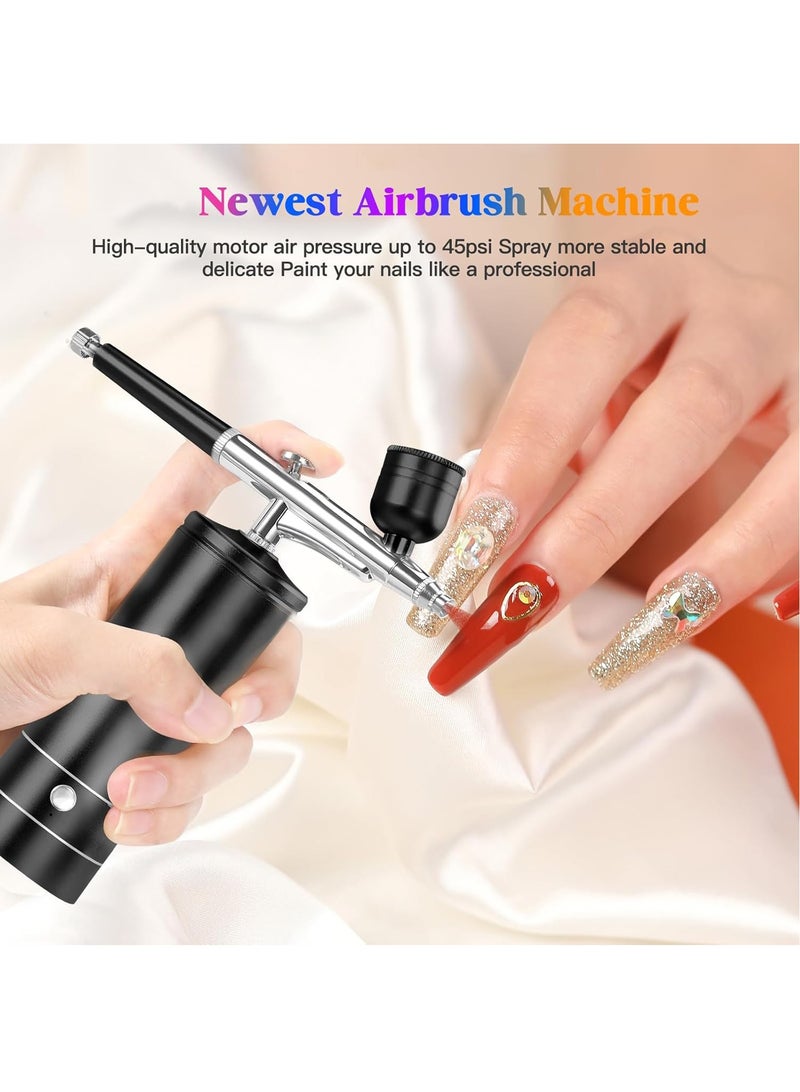 KADIP Airbrush Kit with Compressor 48 PSI High-Pressure, Non-Clogging Air brush Set Cordless Rechargeable with 0.3mm Nozzle and Cleaning Brush for Nail Art, Makeup, Painting, and Cake Decorating - Image 3
