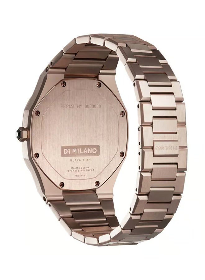 D1 MILANO Ultra Thin Bracelet 40mm Champagne Brown 3D Stripe UTBJ13 - Image 2