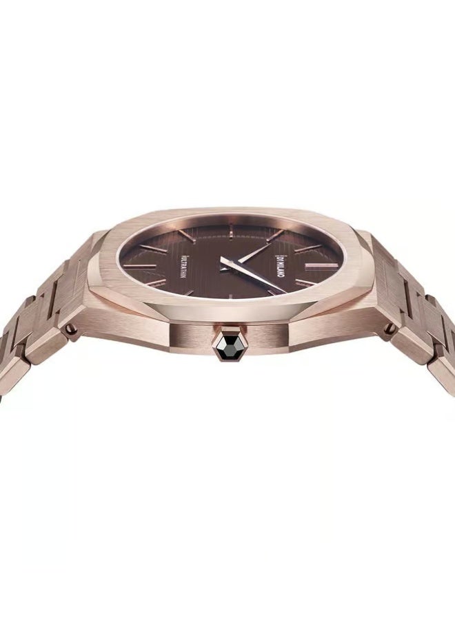 D1 MILANO Ultra Thin Bracelet 40mm Champagne Brown 3D Stripe UTBJ13 - Image 4
