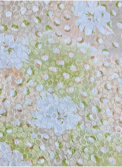 3.75 Yards 45 Wide Pure Silk Fabric, Vintage Floral Brocade, Upholstery Fabric, Dressmaking Fabric, Home Decor Fabric - Beige, Green, White