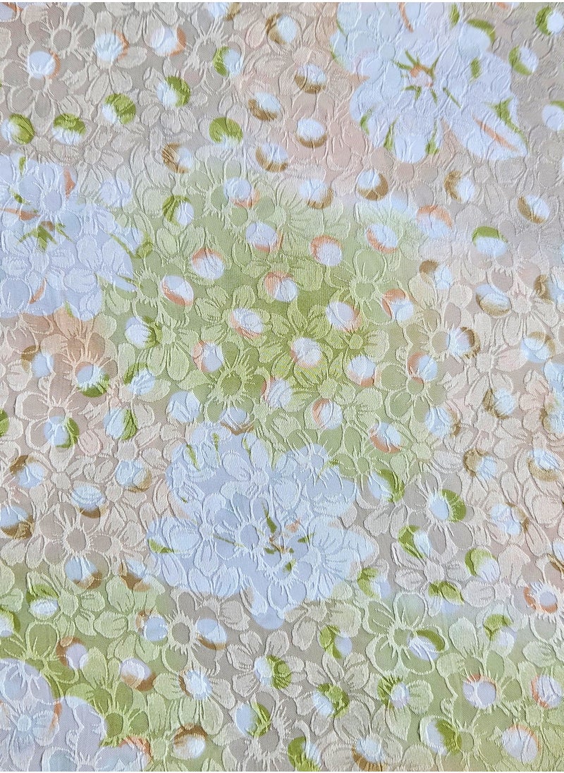 Generic - 3.75 Yards 45 Wide Pure Silk Fabric, Vintage Floral Brocade, Upholstery Fabric, Dressmaking Fabric, Home Decor Fabric - Beige, Green, White - Image 1