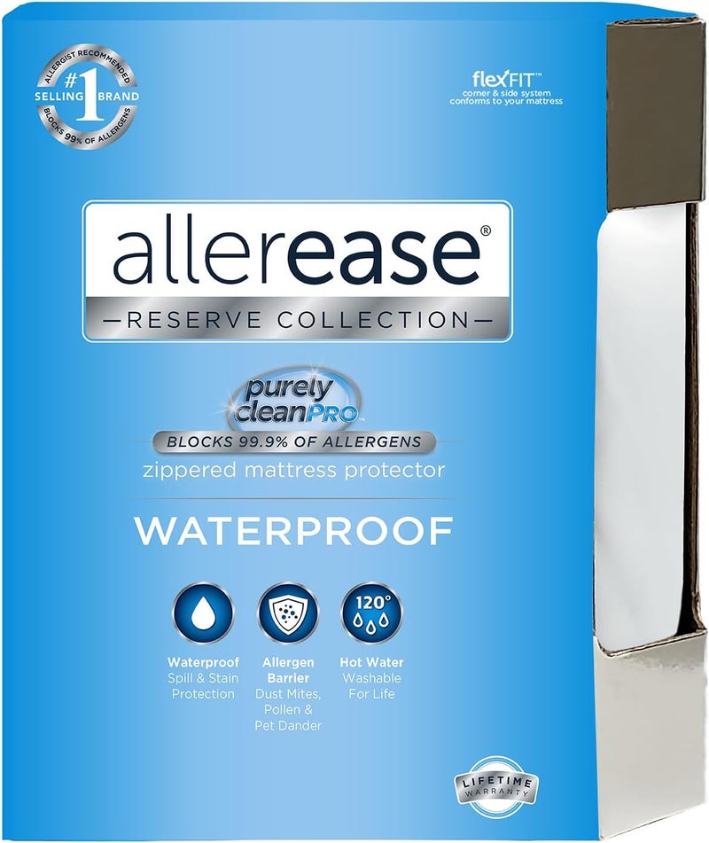 Aller-Ease Waterproof Allergy Protection Zippered Mattress Protector, Twin - Image 1