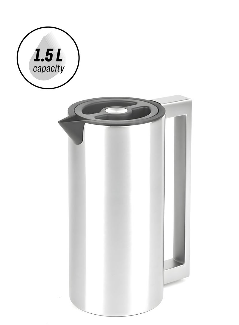 BLACKSTONE Premium Stainless Steel Vacuum Insulated Flask Lock-Unlock Lid & Steel Handle Leakproof Includes Info Booklet 1.5L - Image 1