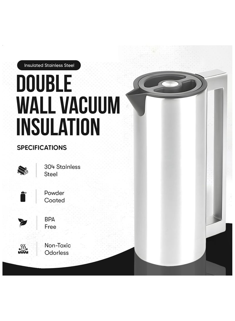 BLACKSTONE Premium Stainless Steel Vacuum Insulated Flask Lock-Unlock Lid & Steel Handle Leakproof Includes Info Booklet 1.5L - Image 2