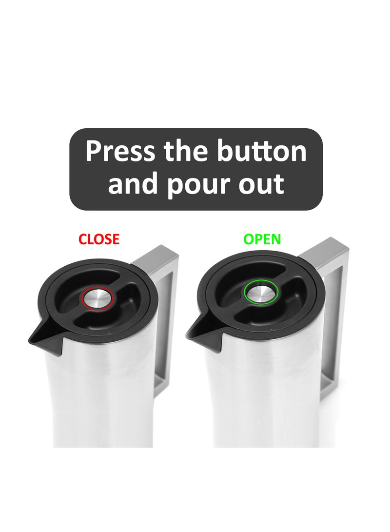 BLACKSTONE Premium Stainless Steel Vacuum Insulated Flask Lock-Unlock Lid & Steel Handle Leakproof Includes Info Booklet 1.5L - Image 4