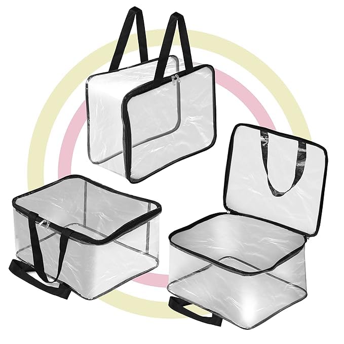 Clairs Multipurpose Transparent Storage Bag for Clothes PVC Packing Organizer For Sarees Clothes 40x32x22 CM Pack Of 4 - Image 5