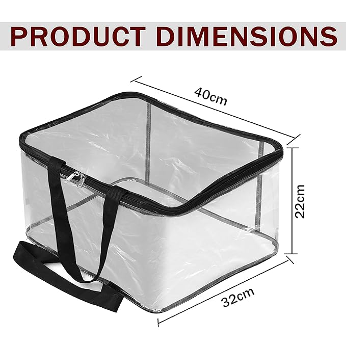 Clairs Multipurpose Transparent Storage Bag for Clothes PVC Packing Organizer For Sarees Clothes 40x32x22 CM Pack Of 4 - Image 3