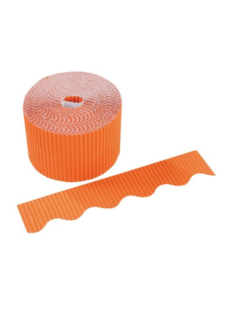 Maxi 1-Piece Corrugated Scalloped Borderette Border For School Displays, Classroom Decorations and Bulletin Boards Tape Orange - Image 2