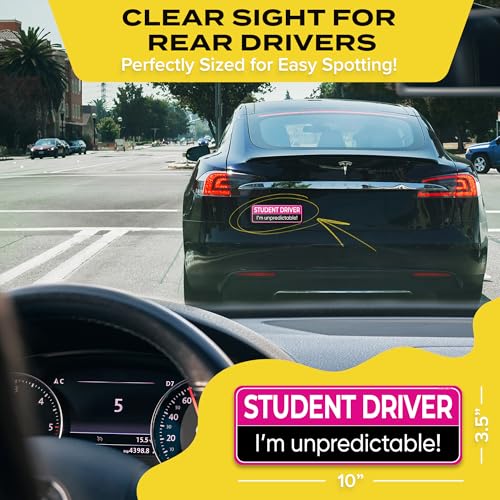 HEY-OKEY Student Driver Magnet for Car - Funny Pink 3-Pack Girly Please Be Patient Reflective Magnetic Bumper Sticker Set - Removable Novice Rookie Safety Attention Sign - Weather-Resistant 10 x 3.5 - Image 3